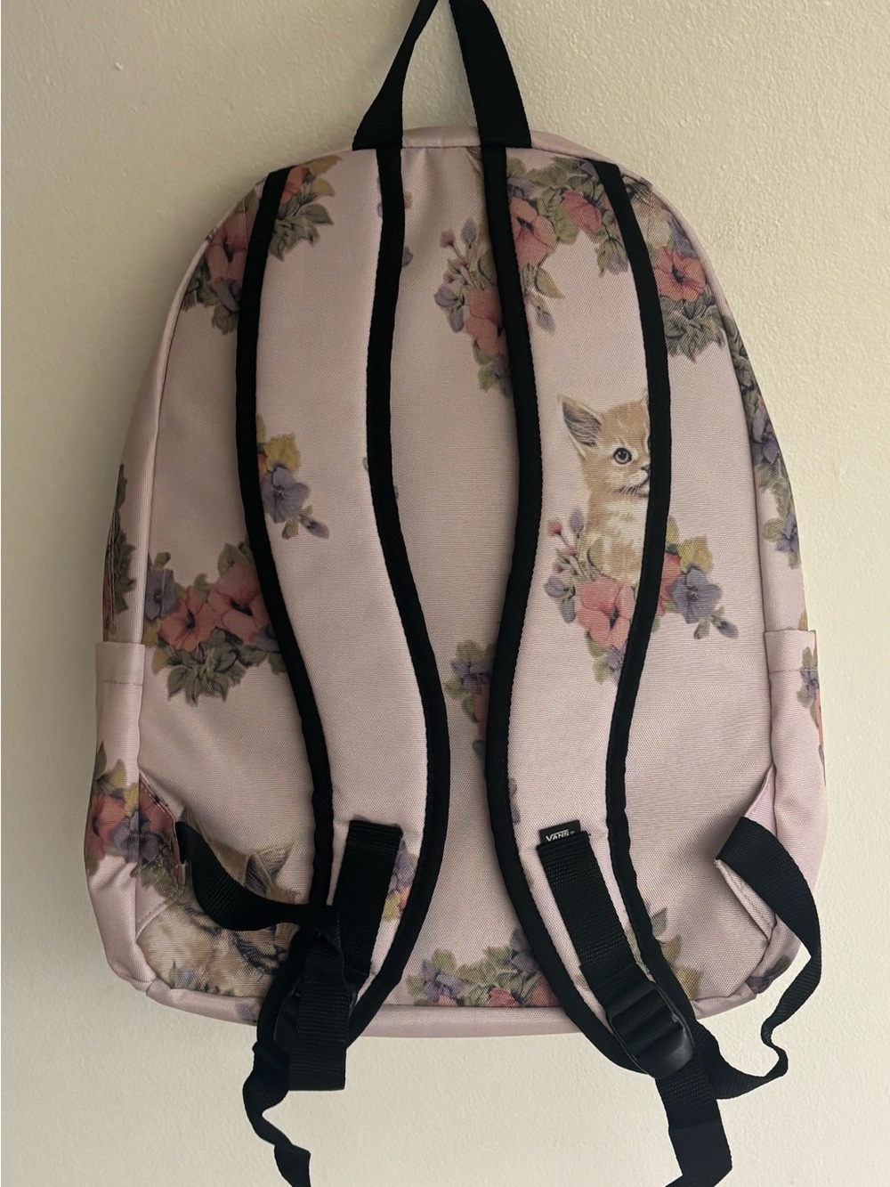 Vans old Skool Floral & Kitten Print Pink Backpack - Picture 2 of 9